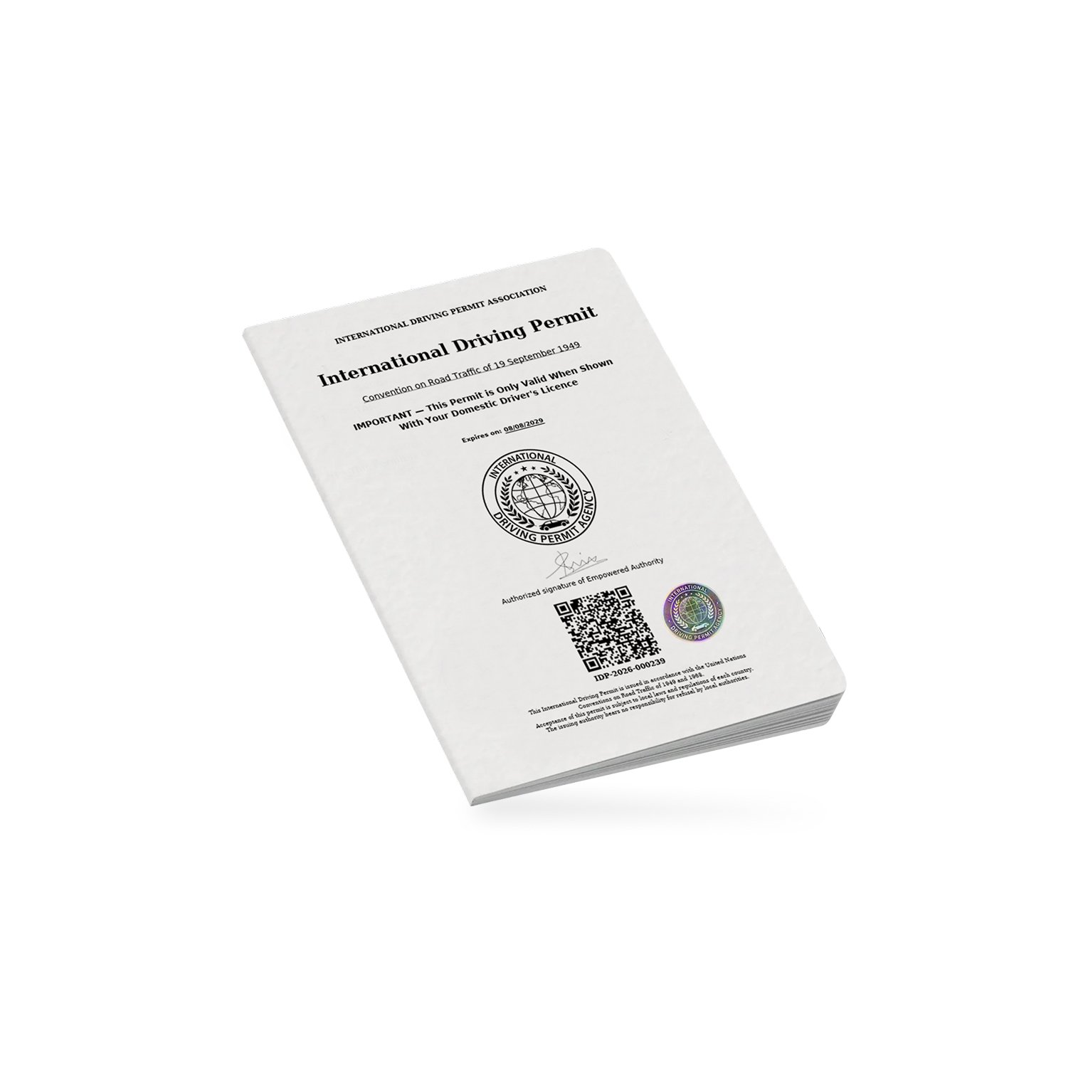 Printed IDP booklet, front cover